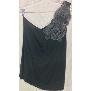 Women’s Gray Flower One Shoulder Top Size S